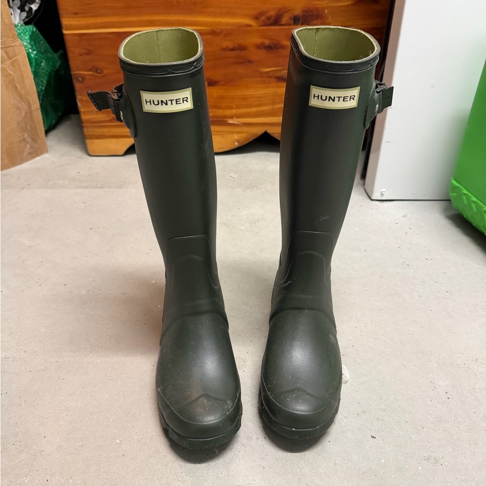 Hunter Olive Green Rubber Rain Boots